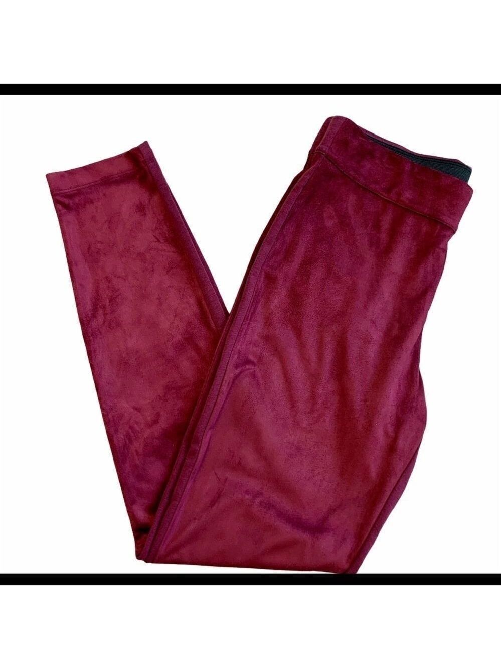 Joe Fresh Burgundy Maroon faux Suede Leggings Sz M